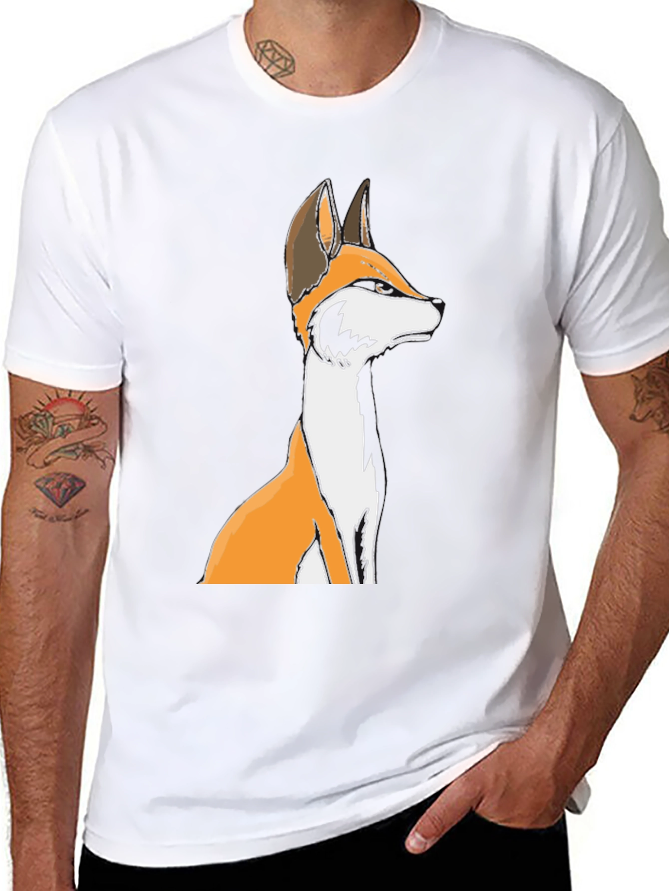 Fox Graphic Black T-Shirt - Unisex Crew Neck