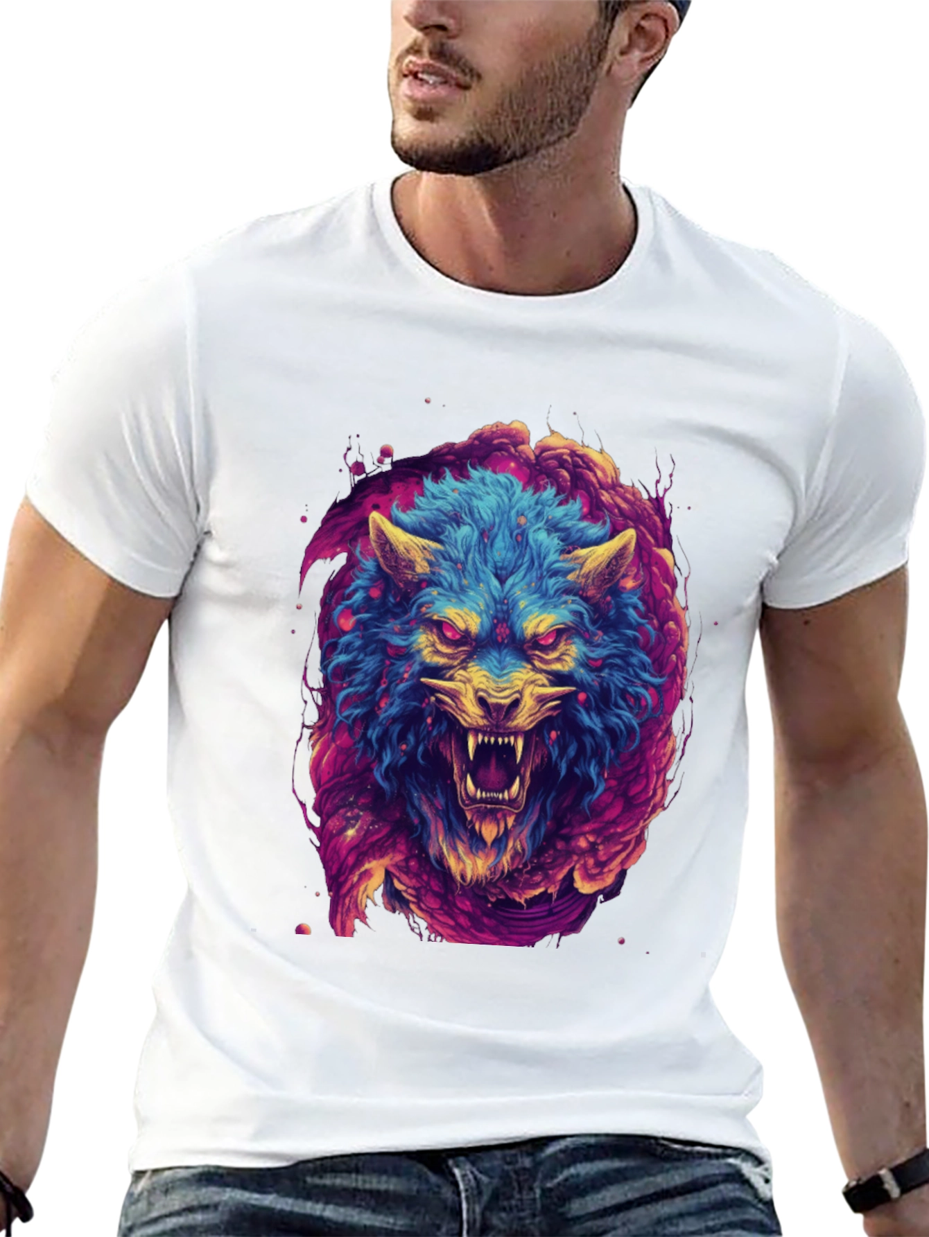 Vibrant Wolf Graphic Tee - Bold & Unique Design