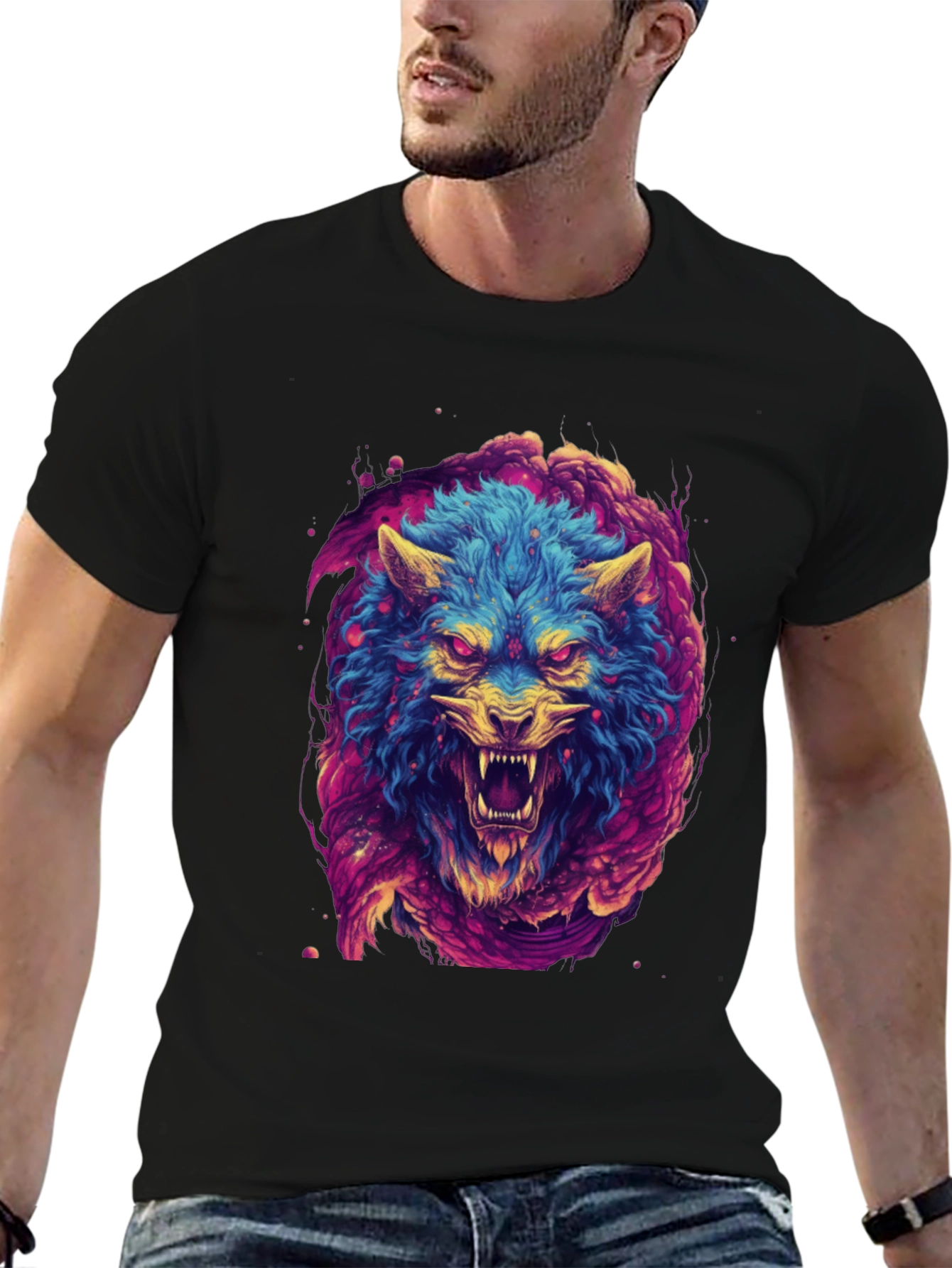 Vibrant Wolf Graphic Tee - Bold & Unique Design