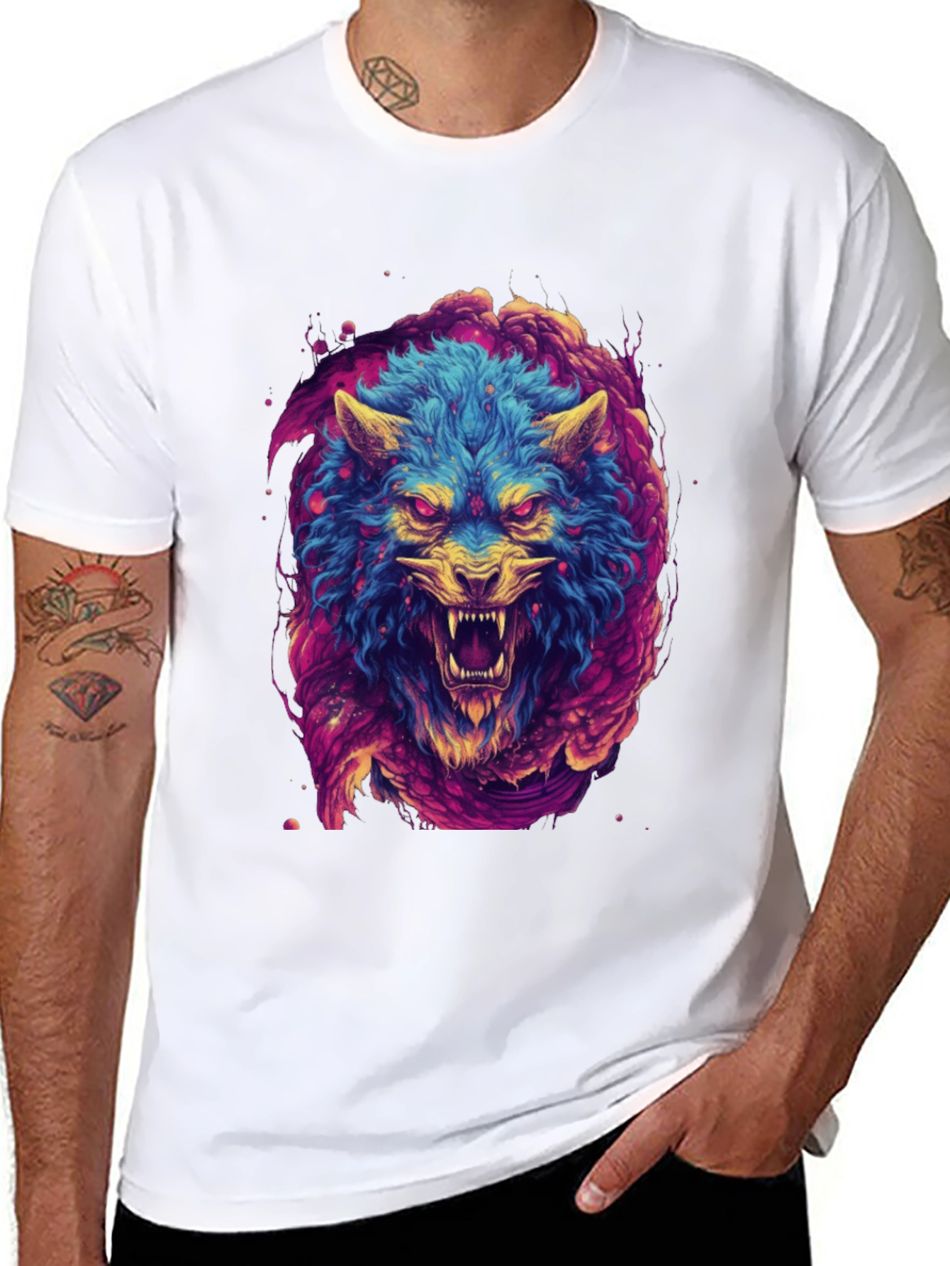 Vibrant Wolf Graphic Tee - Bold & Unique Design