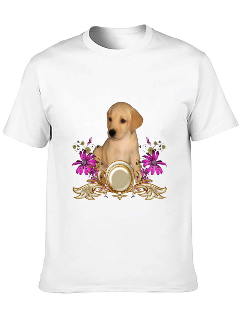 Labrador Puppy & Floral T-Shirt
