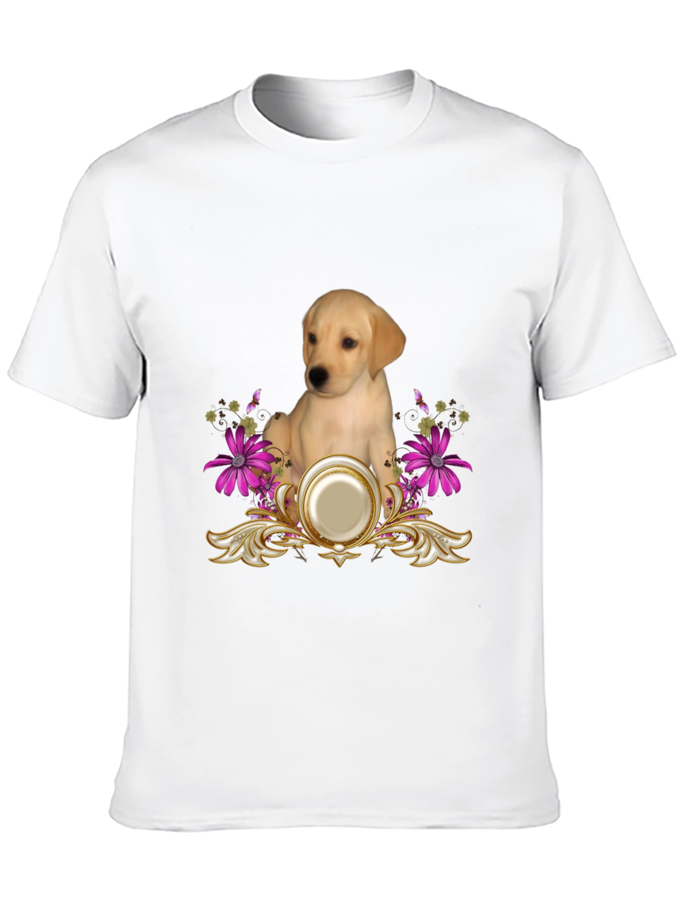 Labrador Puppy & Floral T-Shirt
