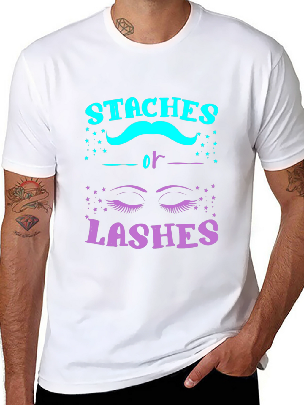 Staches or Lashes Gender Reveal T-Shirt
