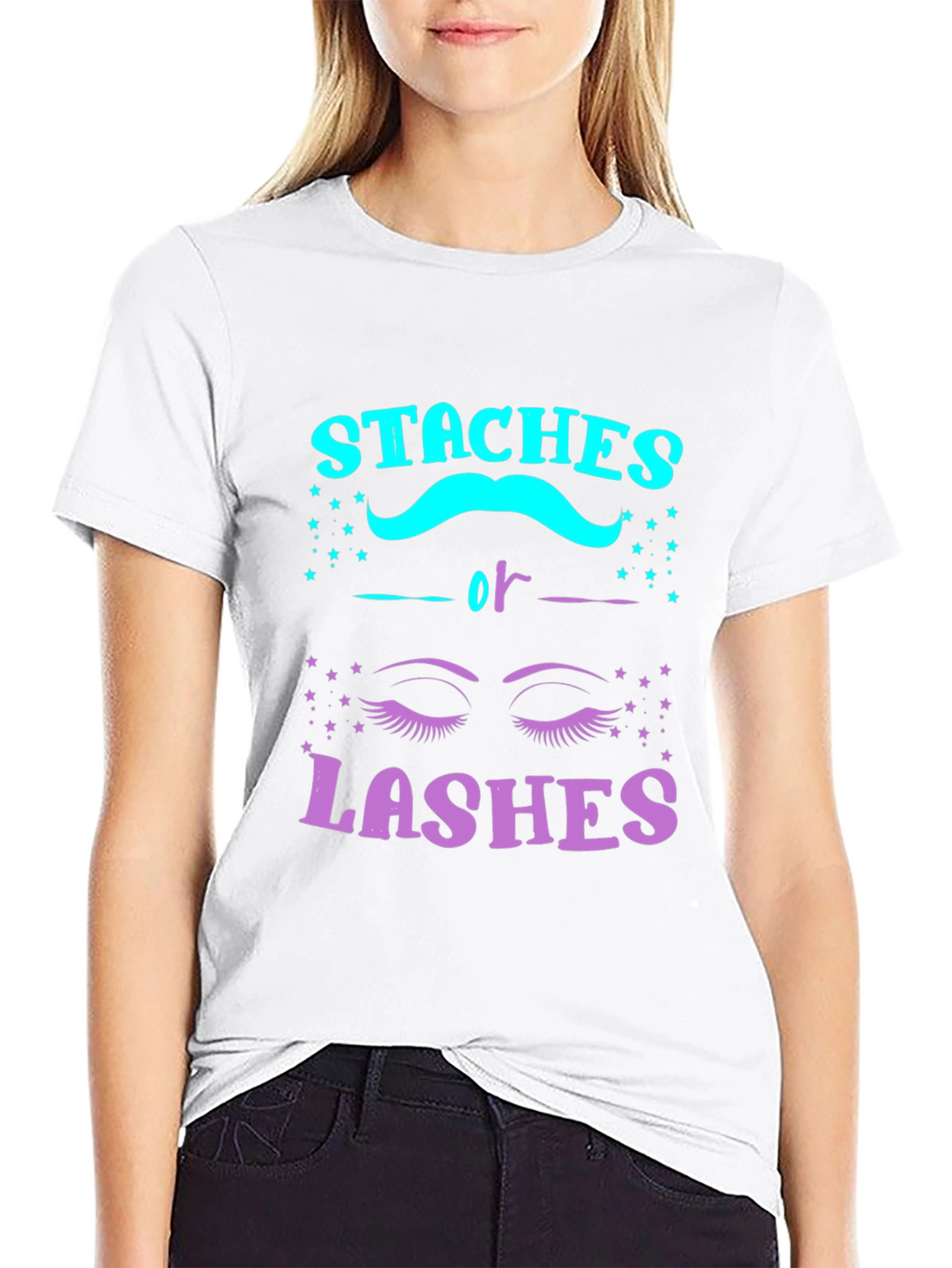 Staches or Lashes Gender Reveal T-Shirt