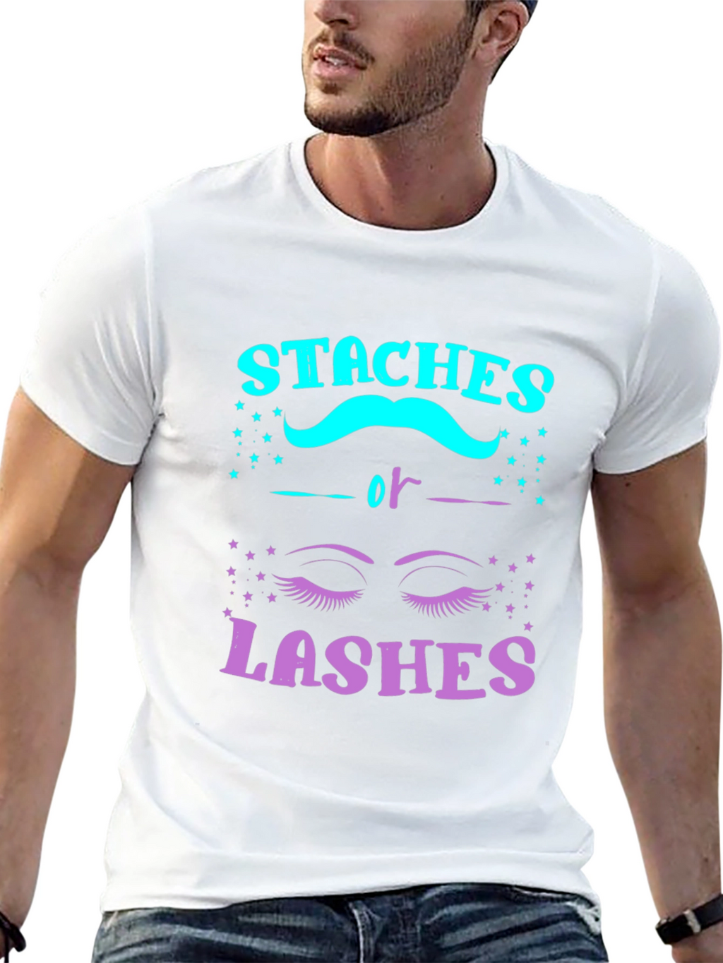 Staches or Lashes Gender Reveal T-Shirt