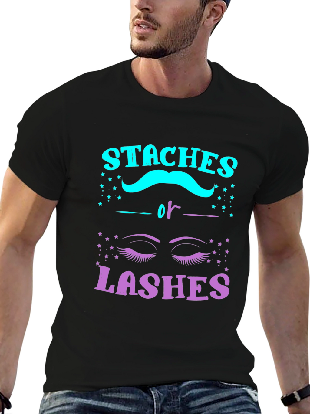 Staches or Lashes Gender Reveal T-Shirt