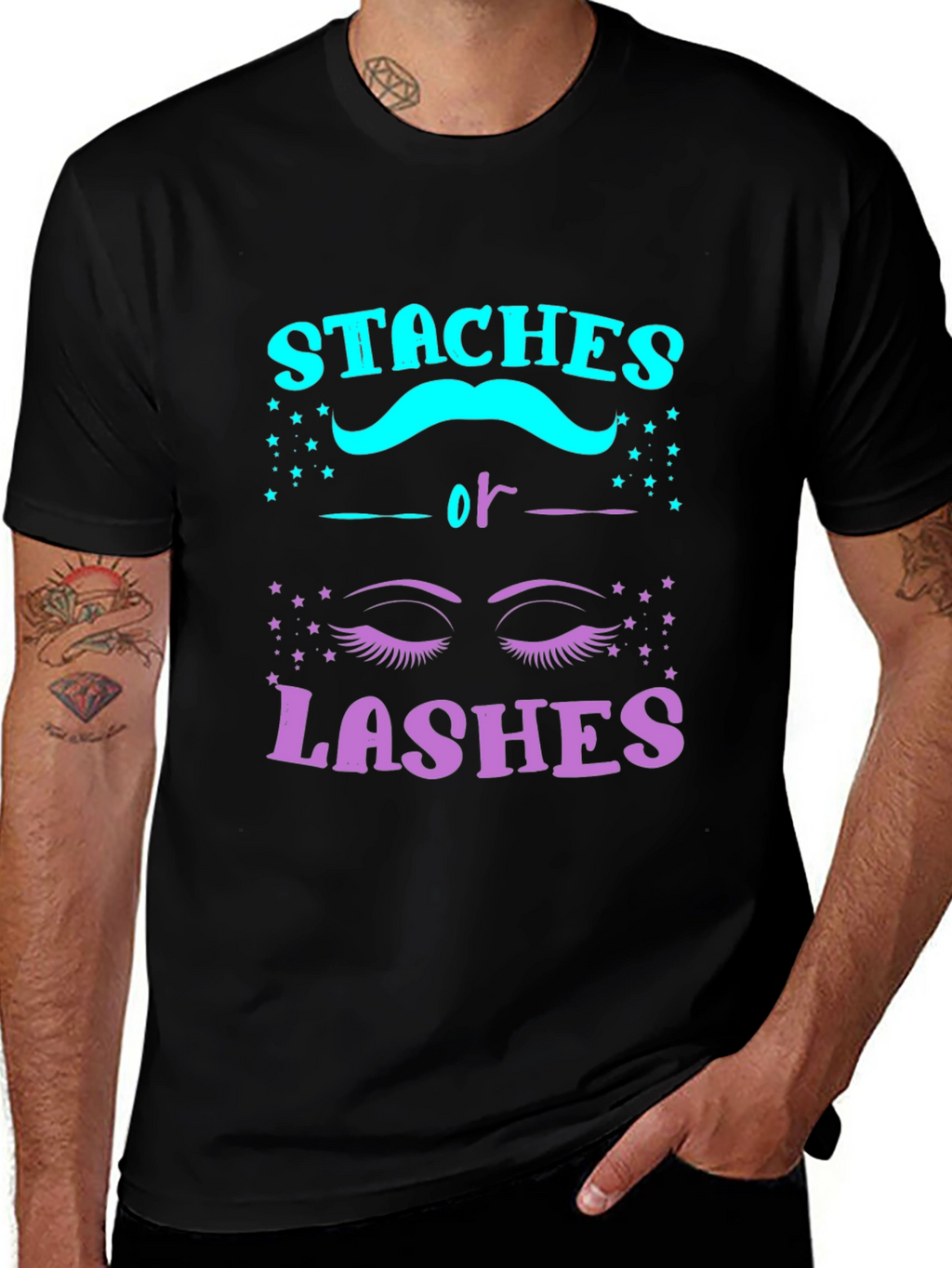 Staches or Lashes Gender Reveal T-Shirt