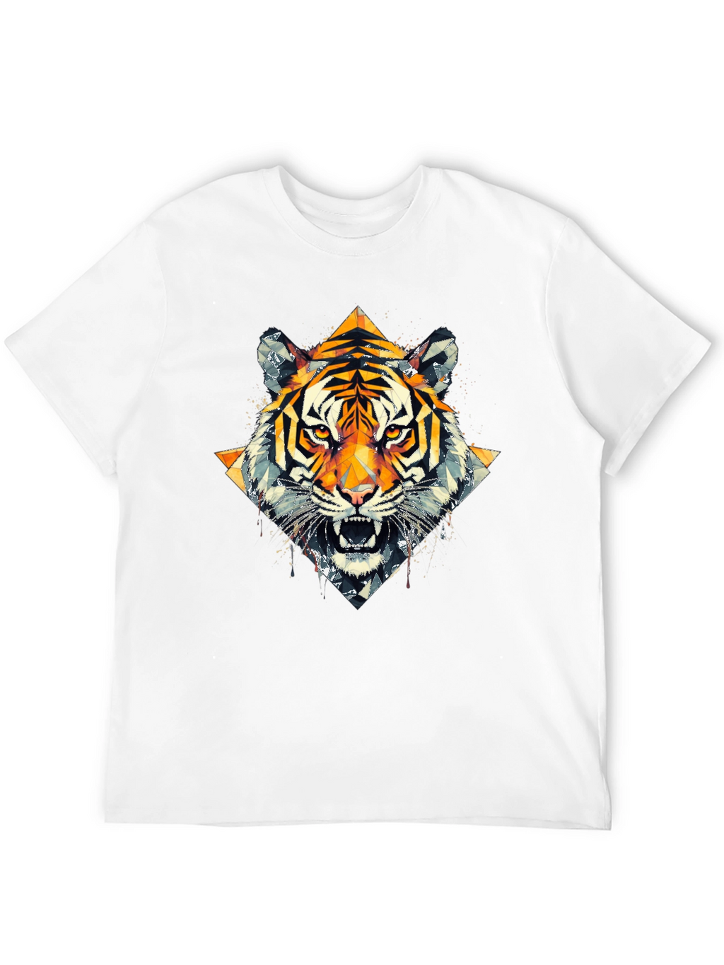 Geometric Tiger Graphic Black T-Shirt