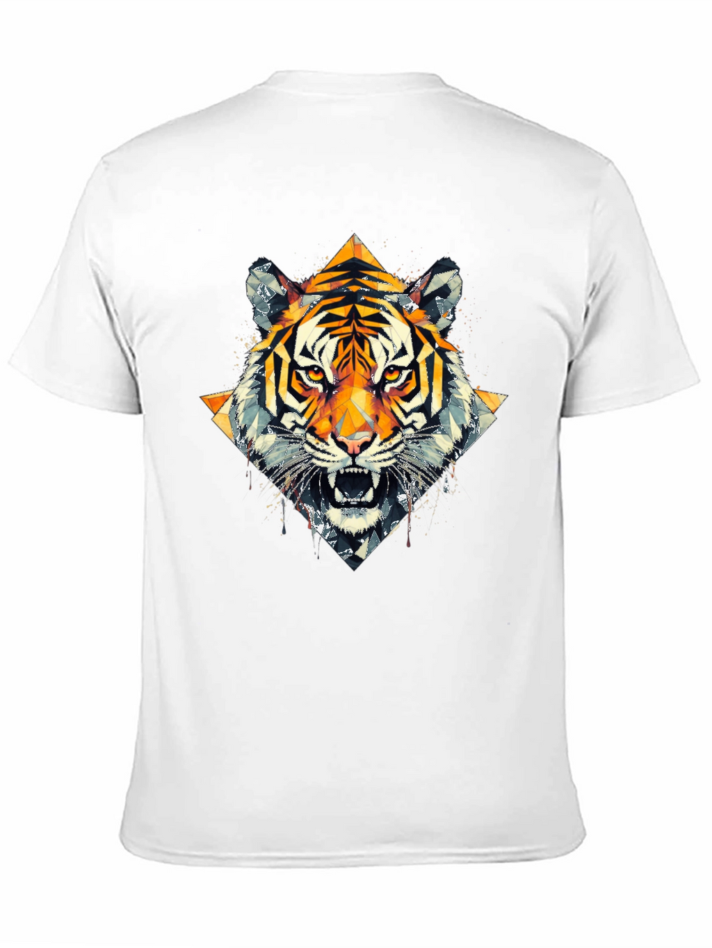 Geometric Tiger Graphic Black T-Shirt