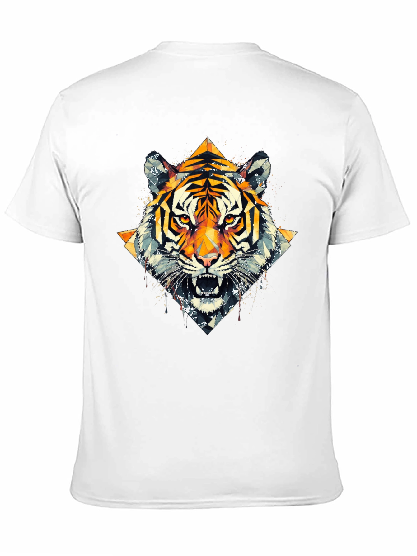 Geometric Tiger Graphic Black T-Shirt