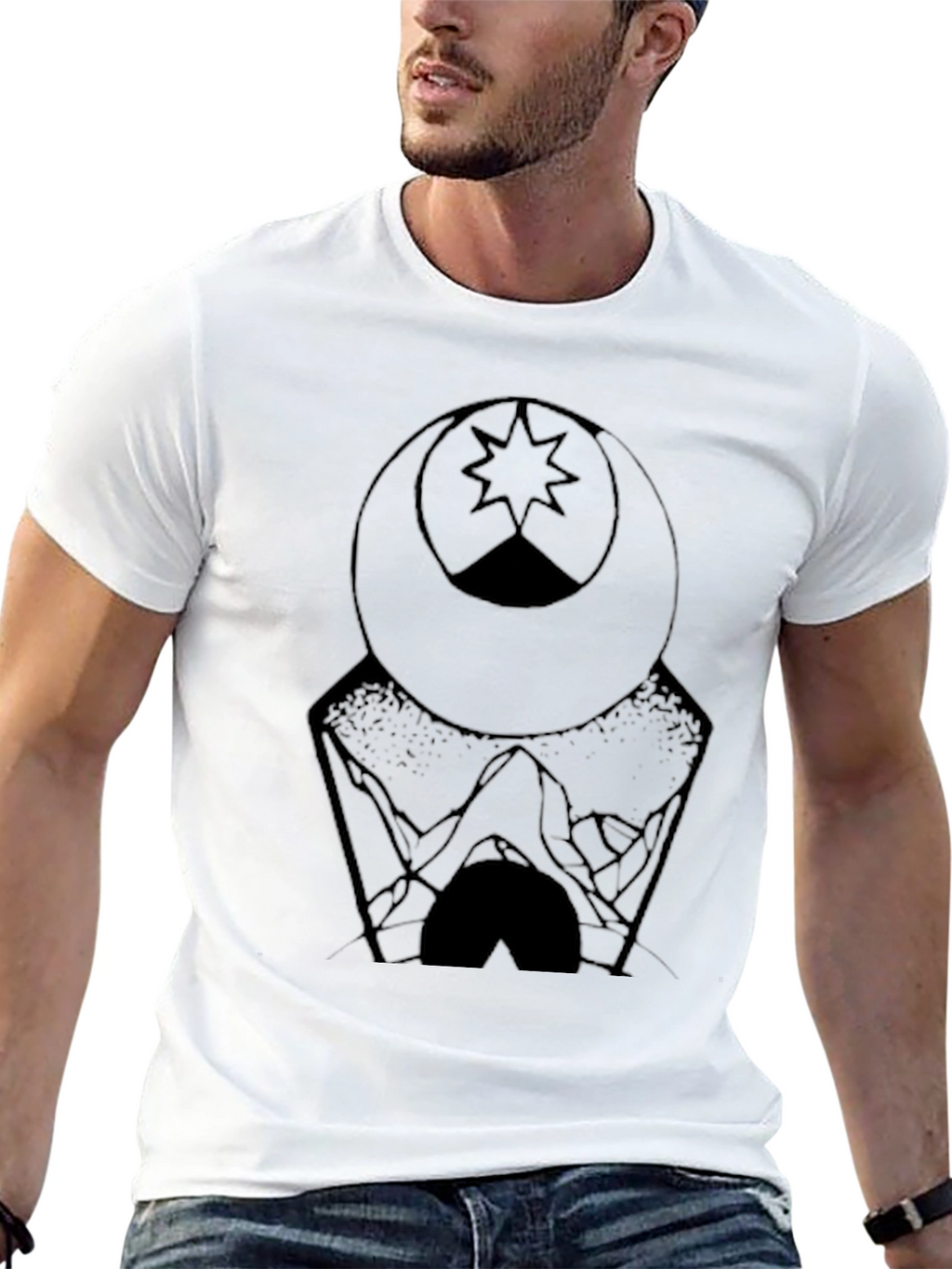 Mens Graphic Tee - Moon & Mountain Design