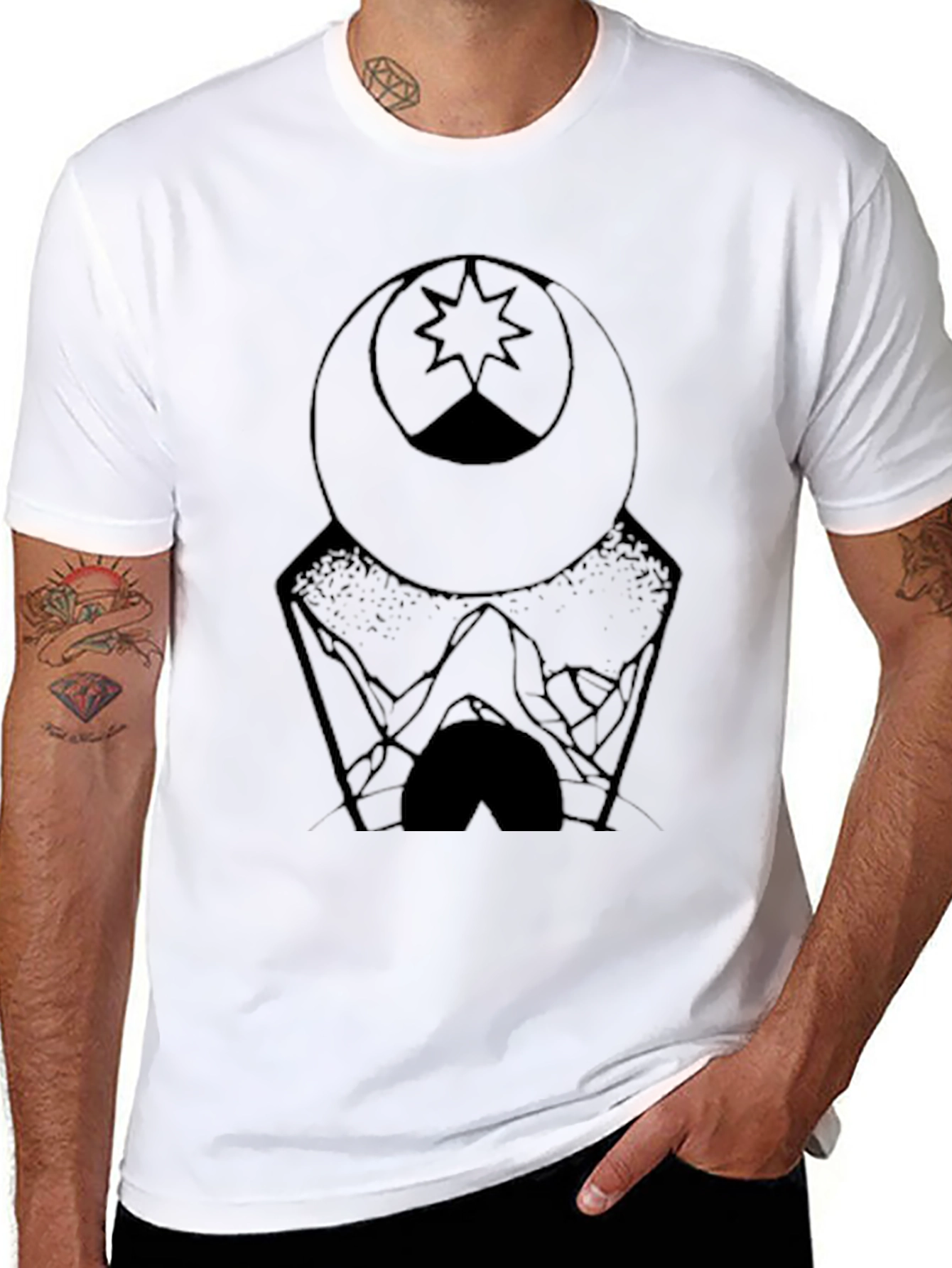 Mens Graphic Tee - Moon & Mountain Design