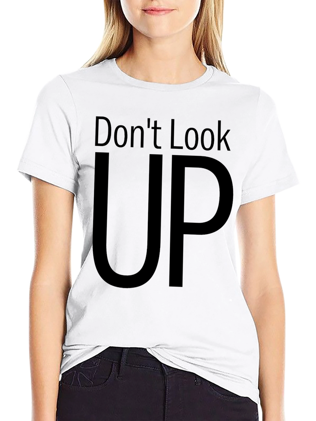 Dont Look Up Graphic Tee - Black Cotton T-Shirt