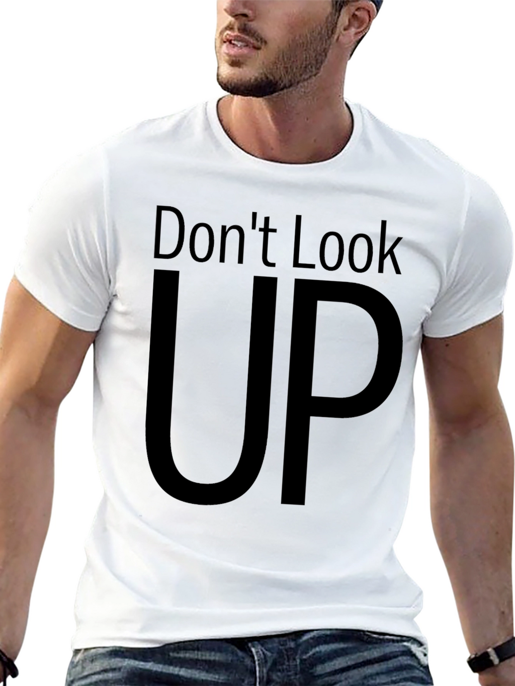 Dont Look Up Graphic Tee - Black Cotton T-Shirt