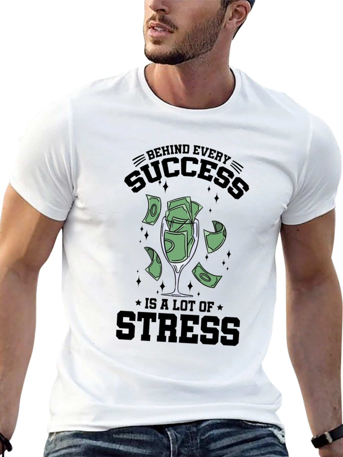 Success & Stress Graphic Tee - Soft Cotton Blend