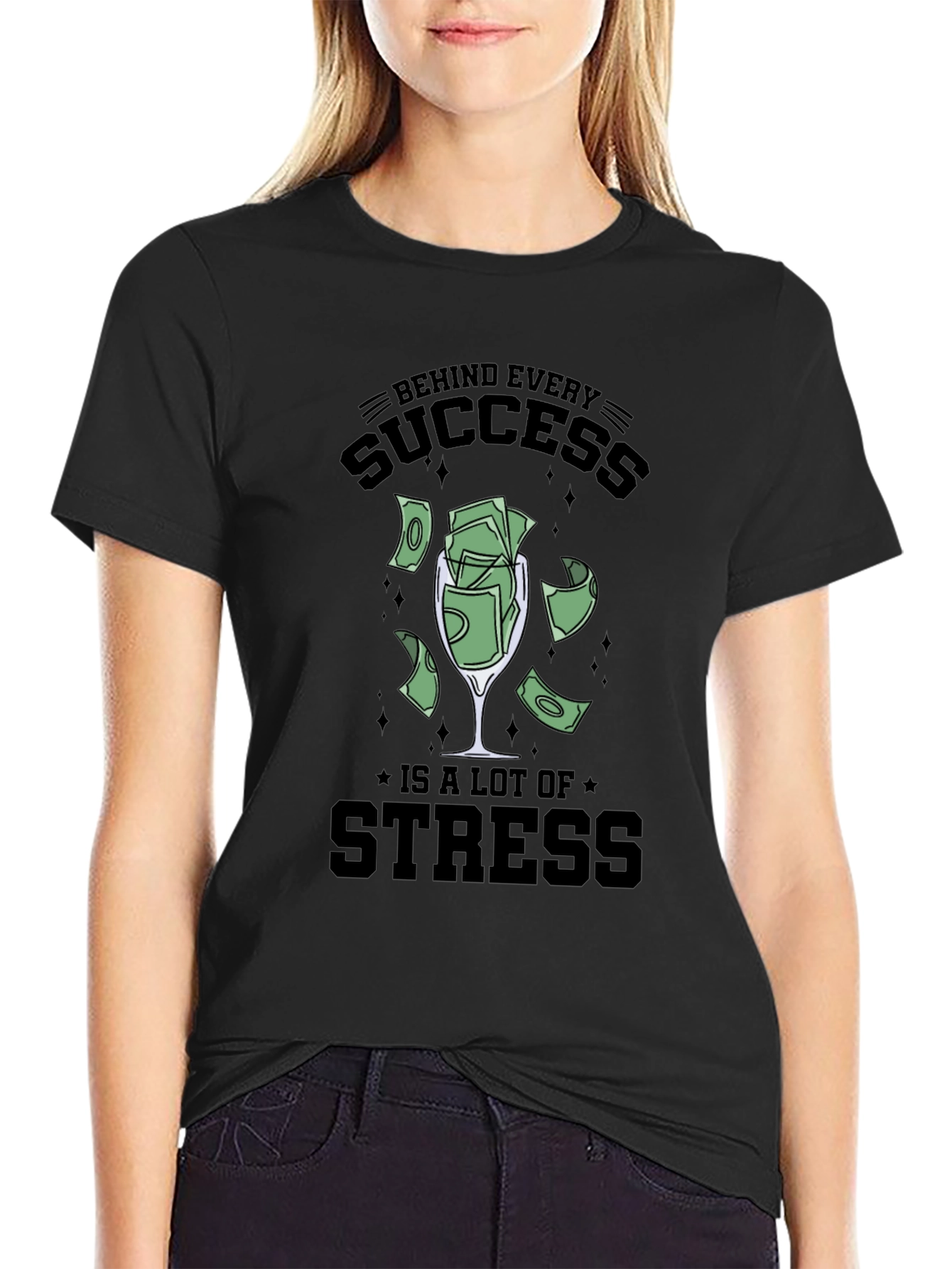 Success & Stress Graphic Tee - Soft Cotton Blend