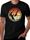 Retro Fishing Graphic Tee - Black Cotton Blend