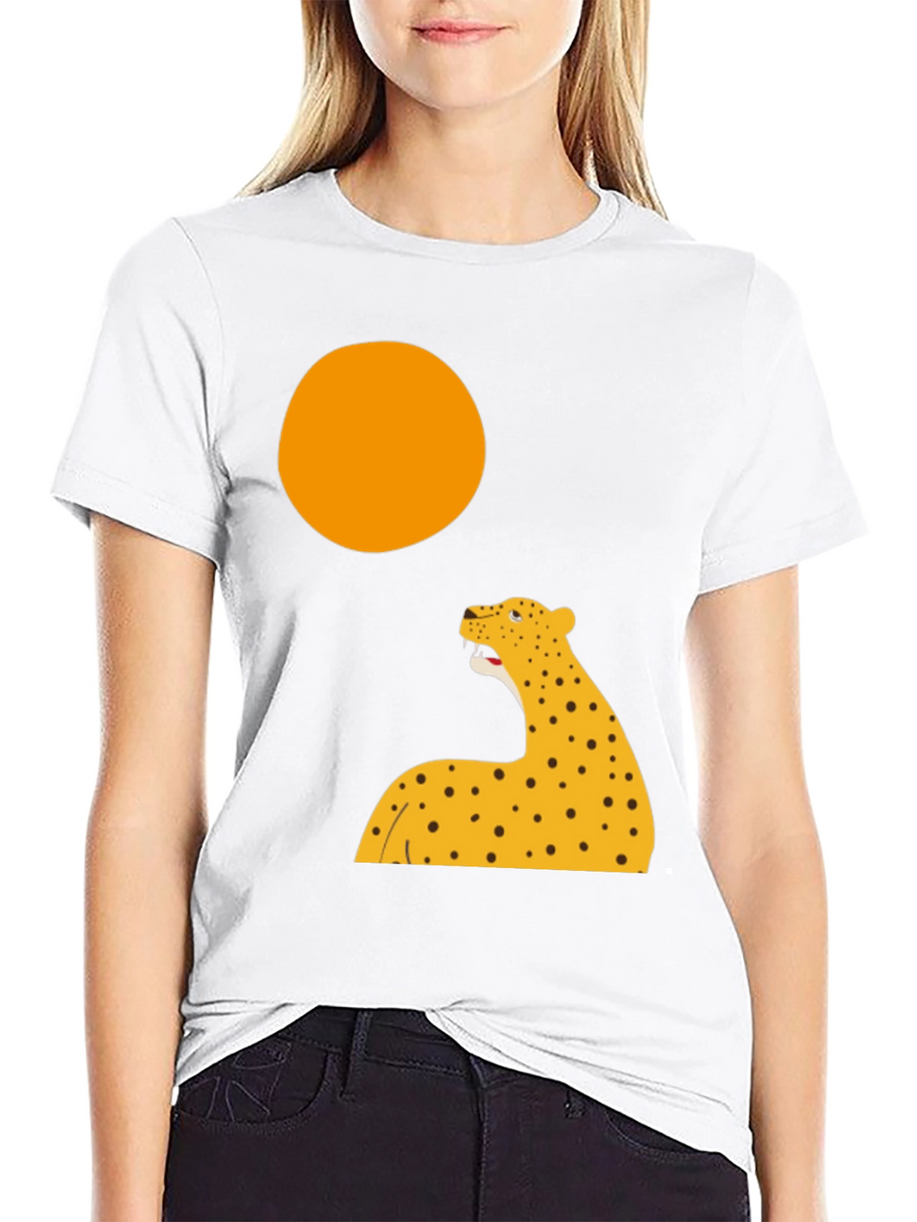Leopard Graphic Print T-Shirt - Black