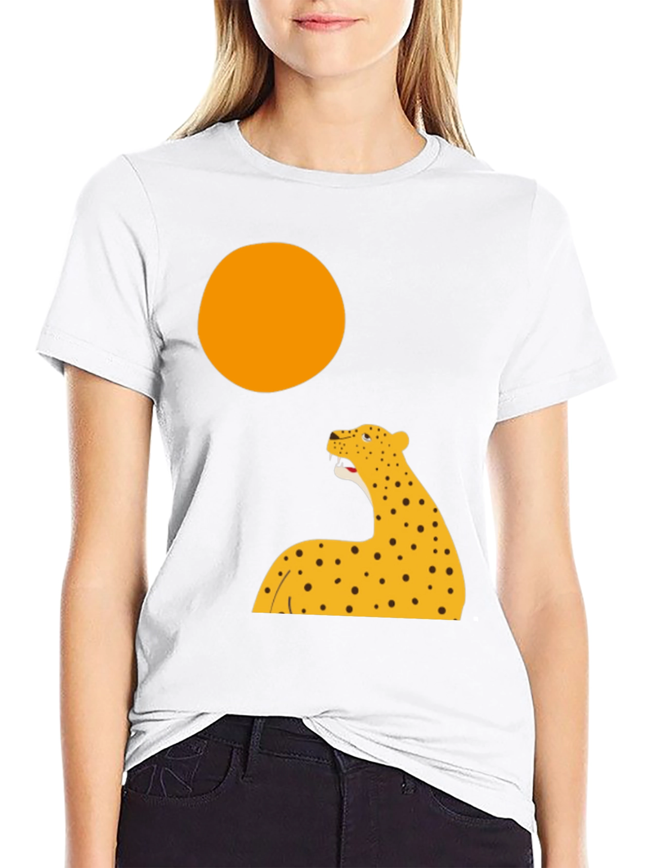 Leopard Graphic Print T-Shirt - Black