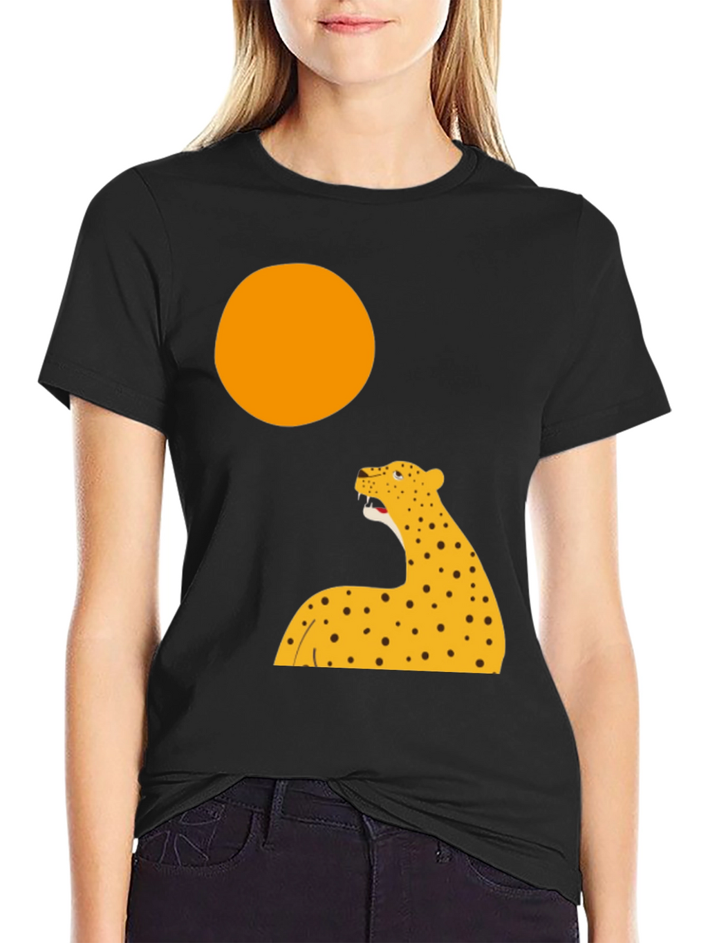 Leopard Graphic Print T-Shirt - Black