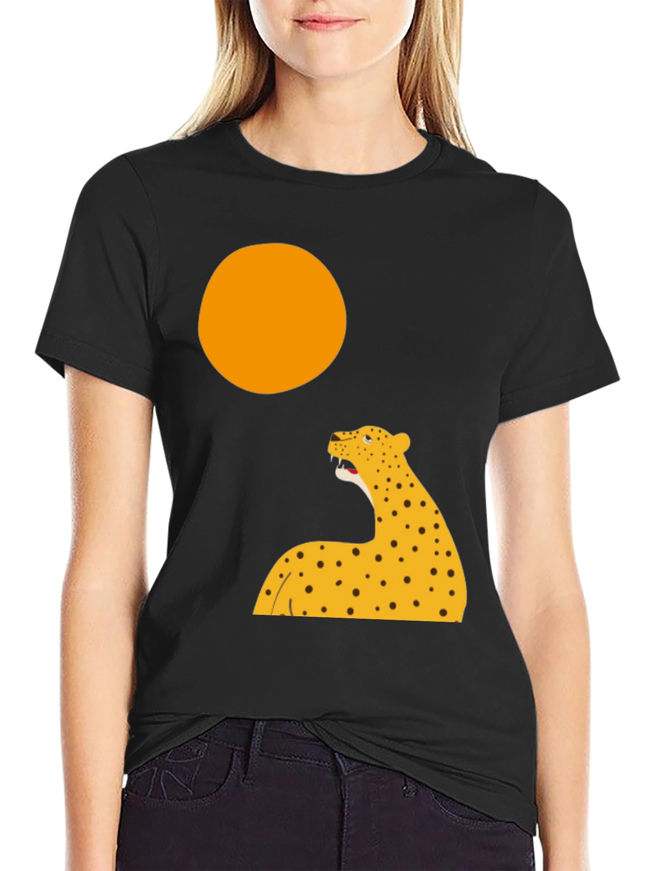 Leopard Graphic Print T-Shirt - Black