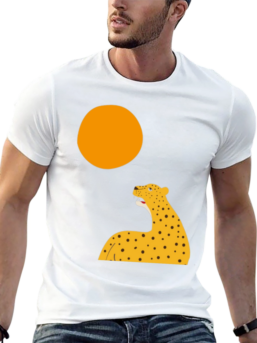 Leopard Graphic Print T-Shirt - Black