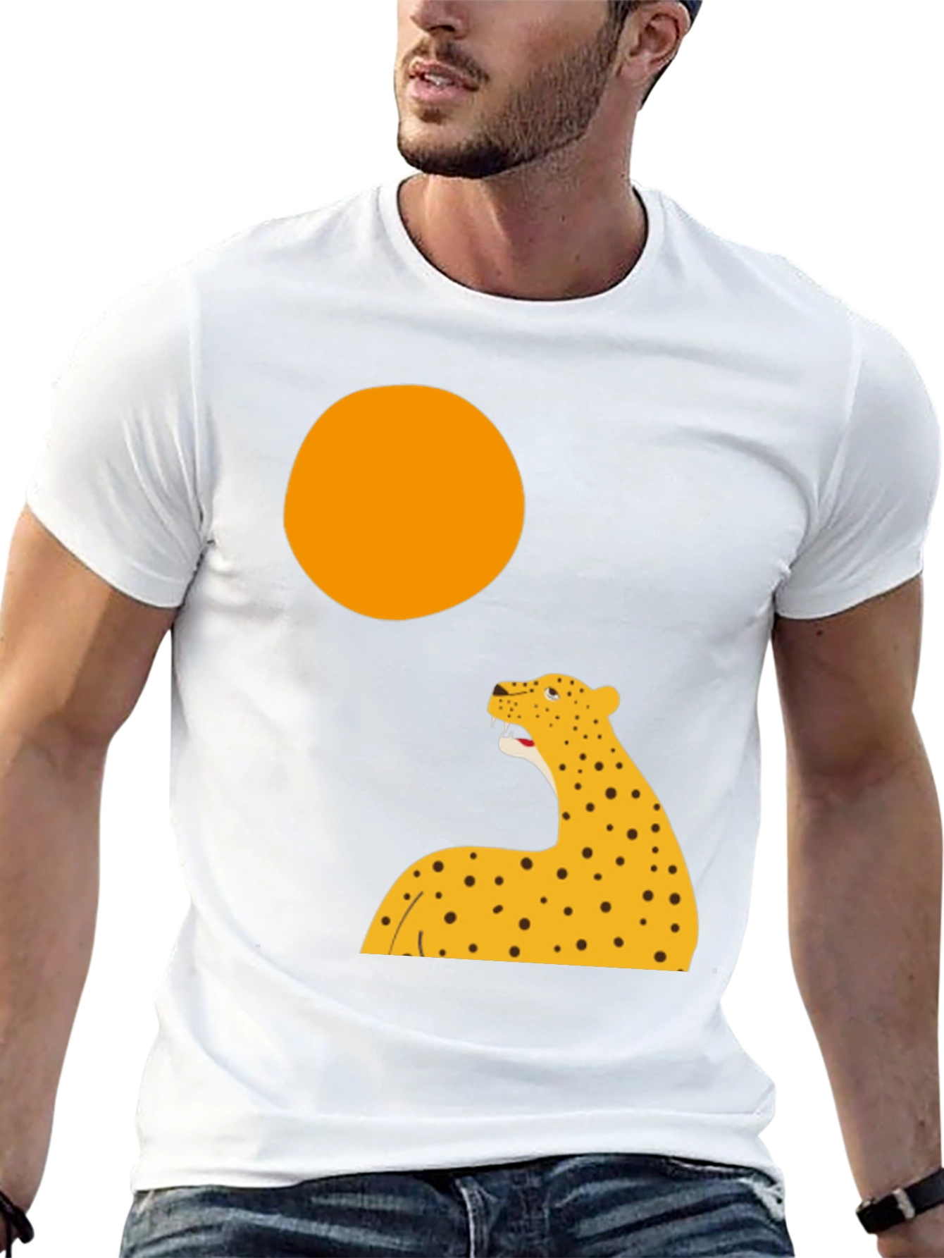 Leopard Graphic Print T-Shirt - Black