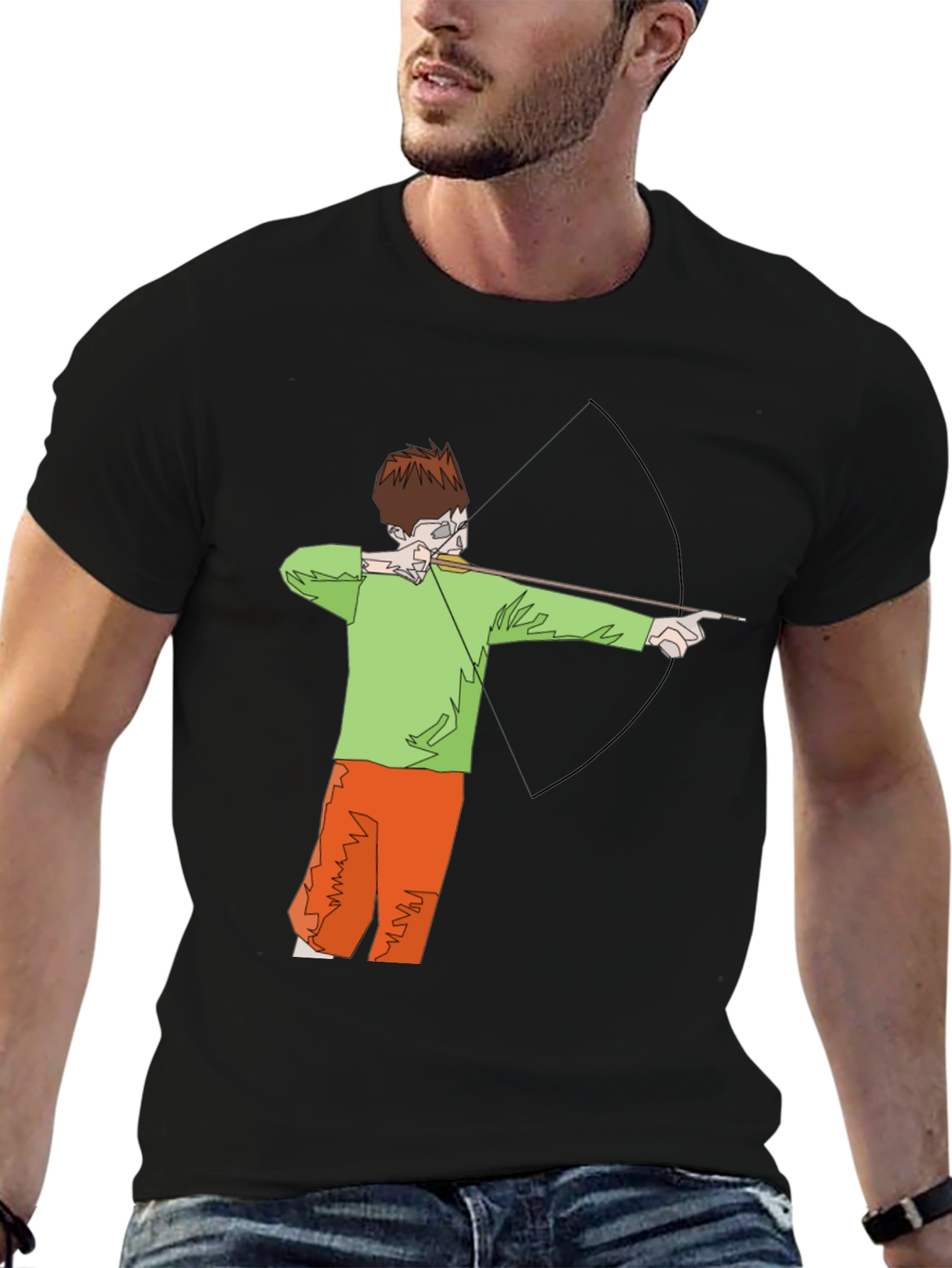 Archer Graphic Tee - Black Cotton T-Shirt