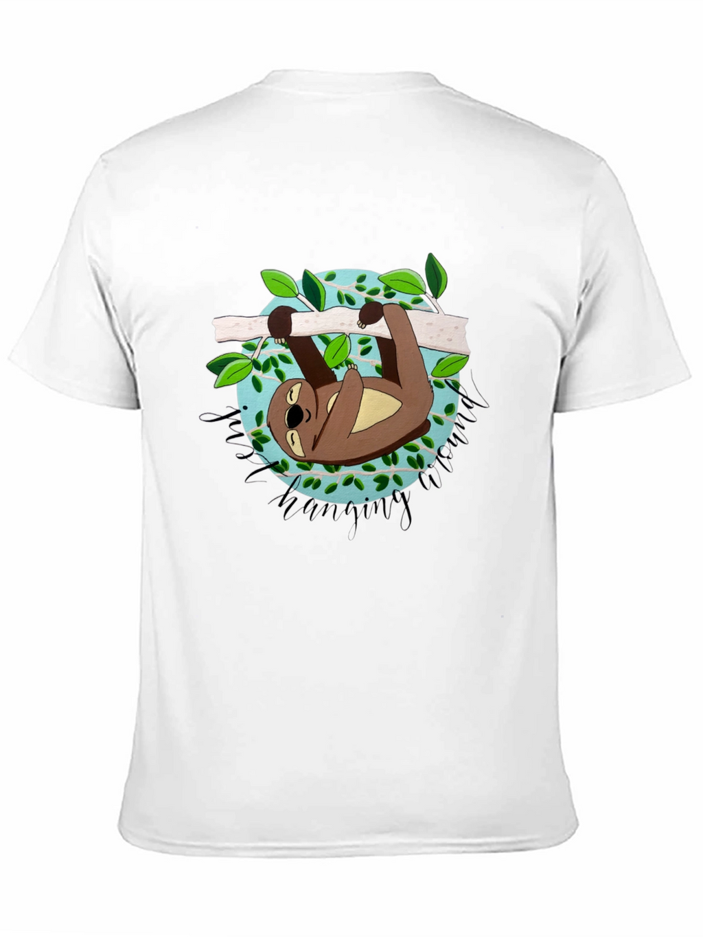 Cute Sloth Hanging Around Black T-Shirt