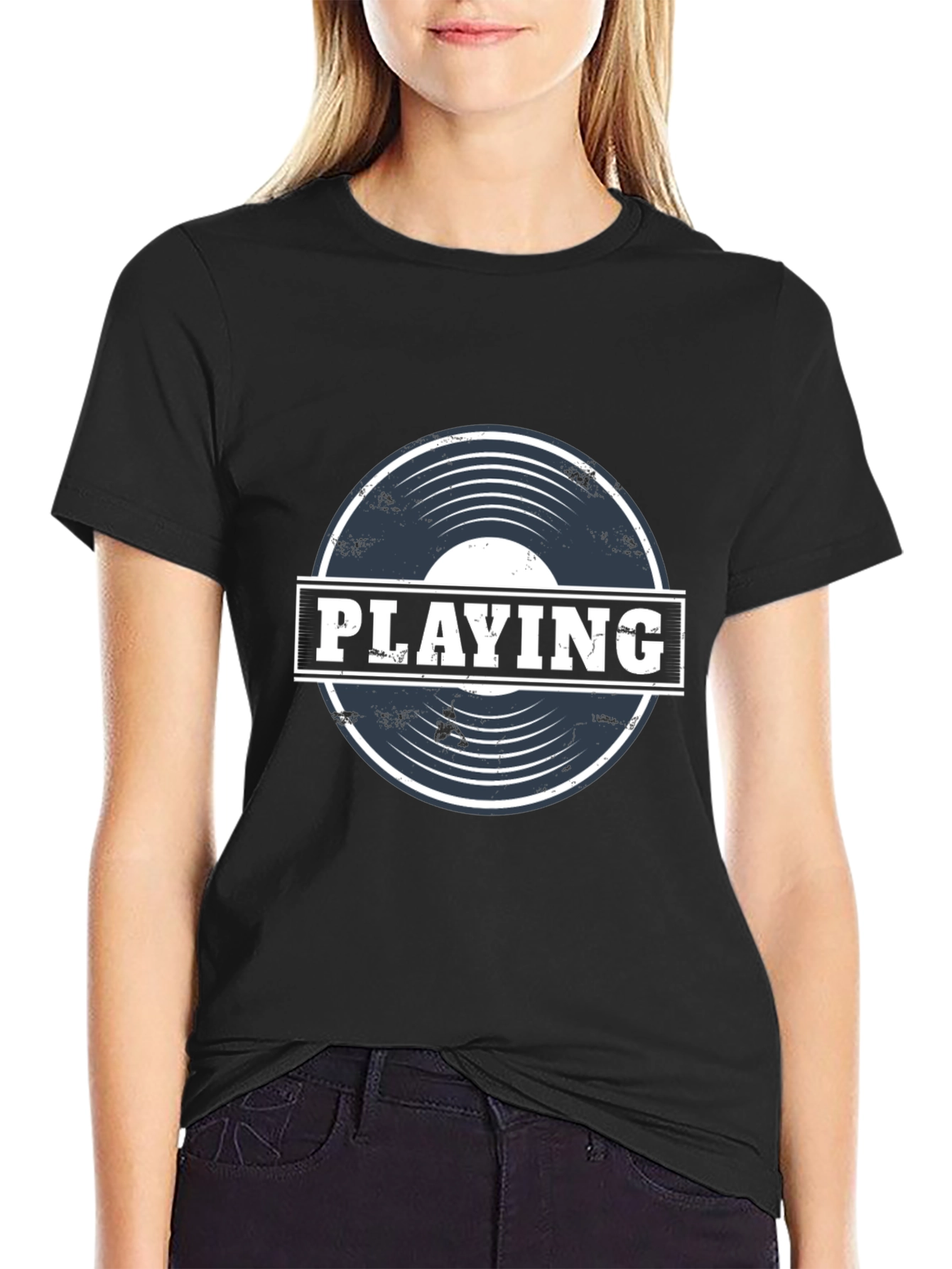 Playing Vinyl Record Graphic T-Shirt