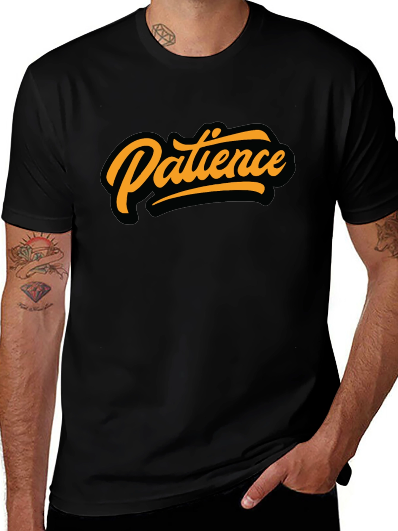 Patience Graphic Tee - Stylish Black T-Shirt