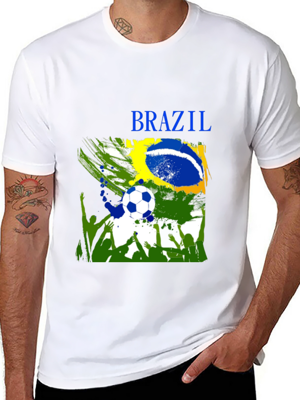 Brazil Soccer Fan T-Shirt - Black Cotton Tee