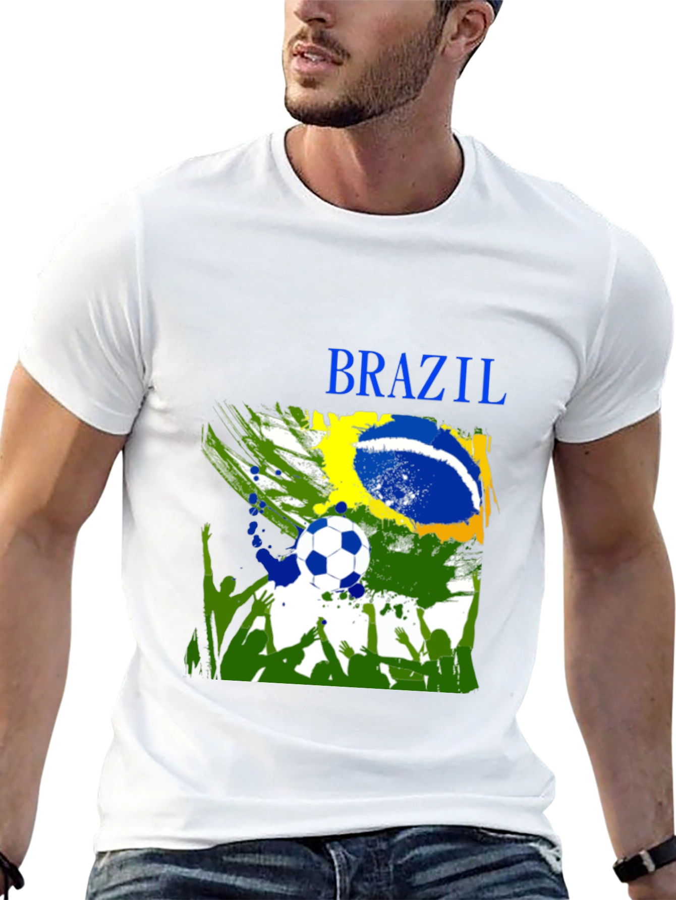 Brazil Soccer Fan T-Shirt - Black Cotton Tee