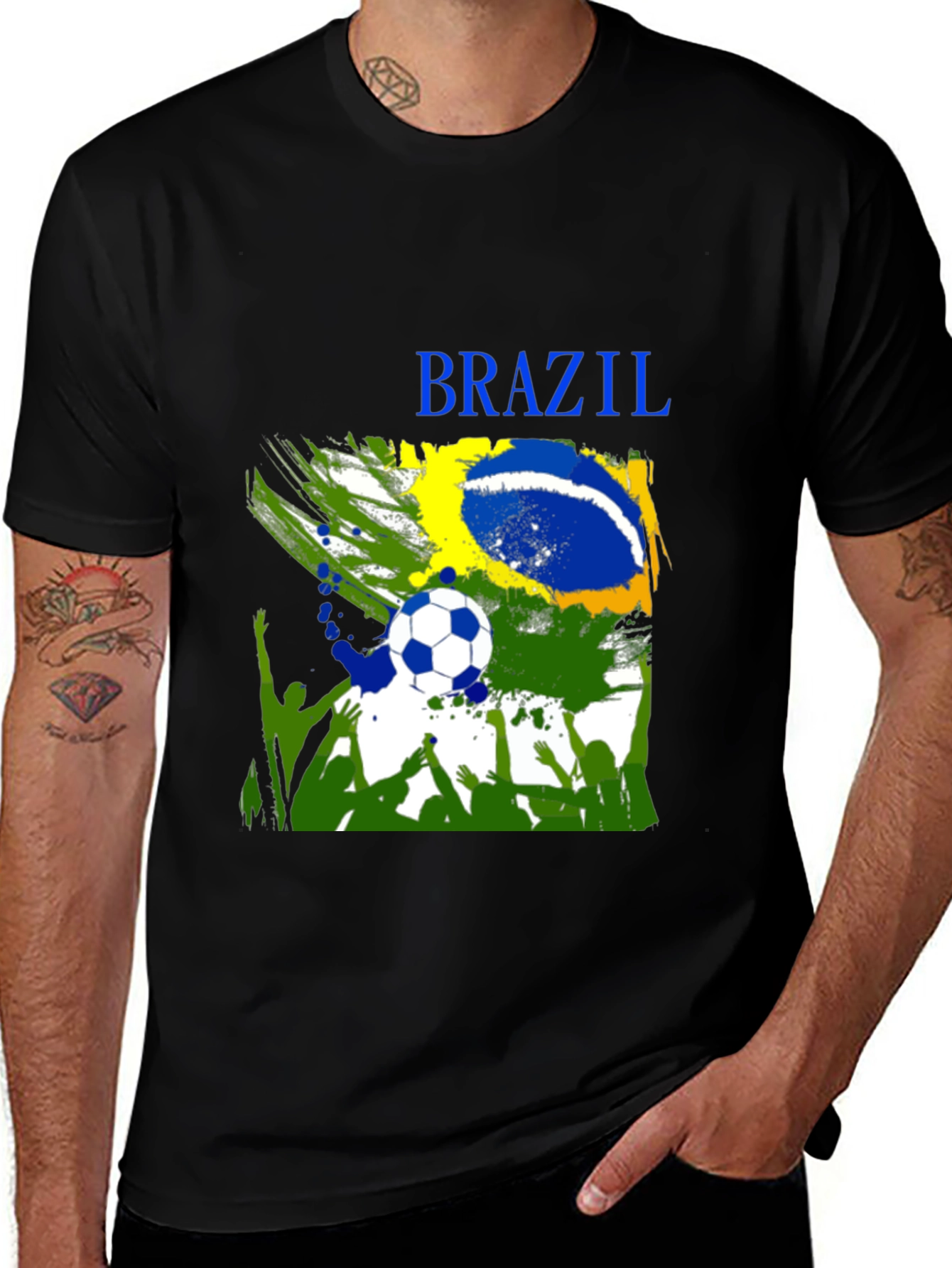 Brazil Soccer Fan T-Shirt - Black Cotton Tee