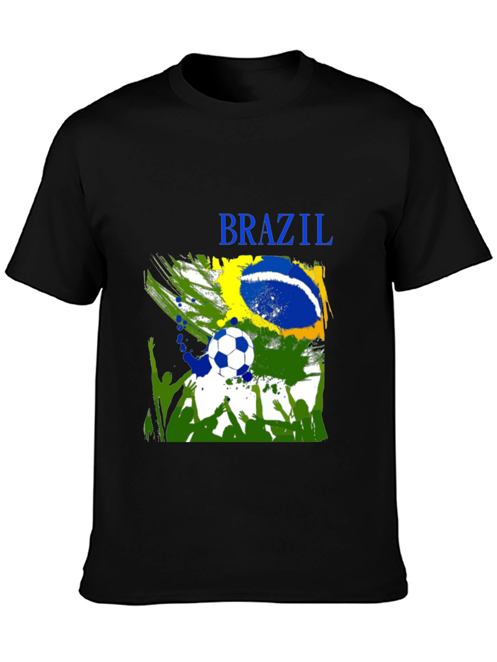 Brazil Soccer Fan T-Shirt - Black Cotton Tee