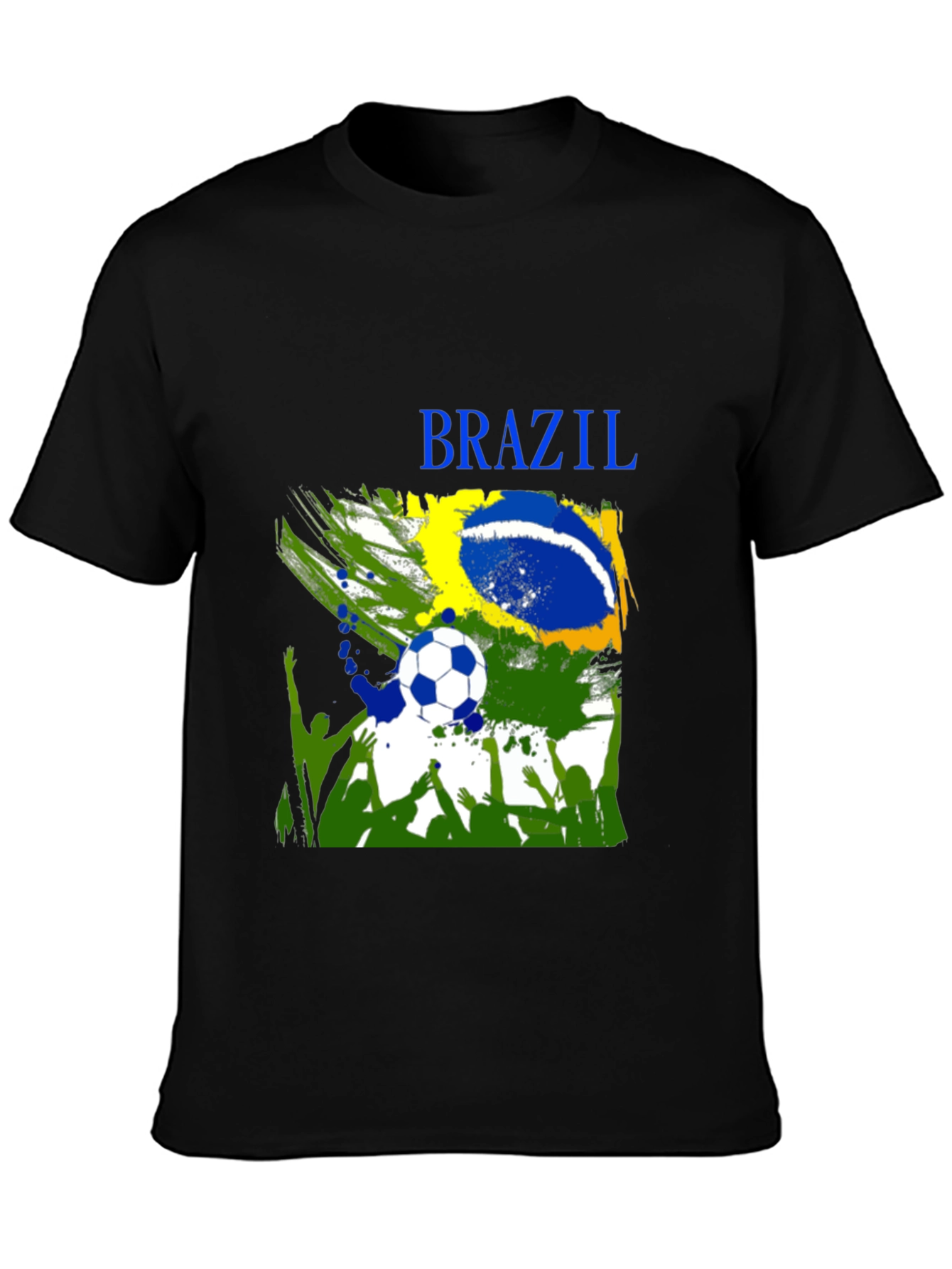 Brazil Soccer Fan T-Shirt - Black Cotton Tee