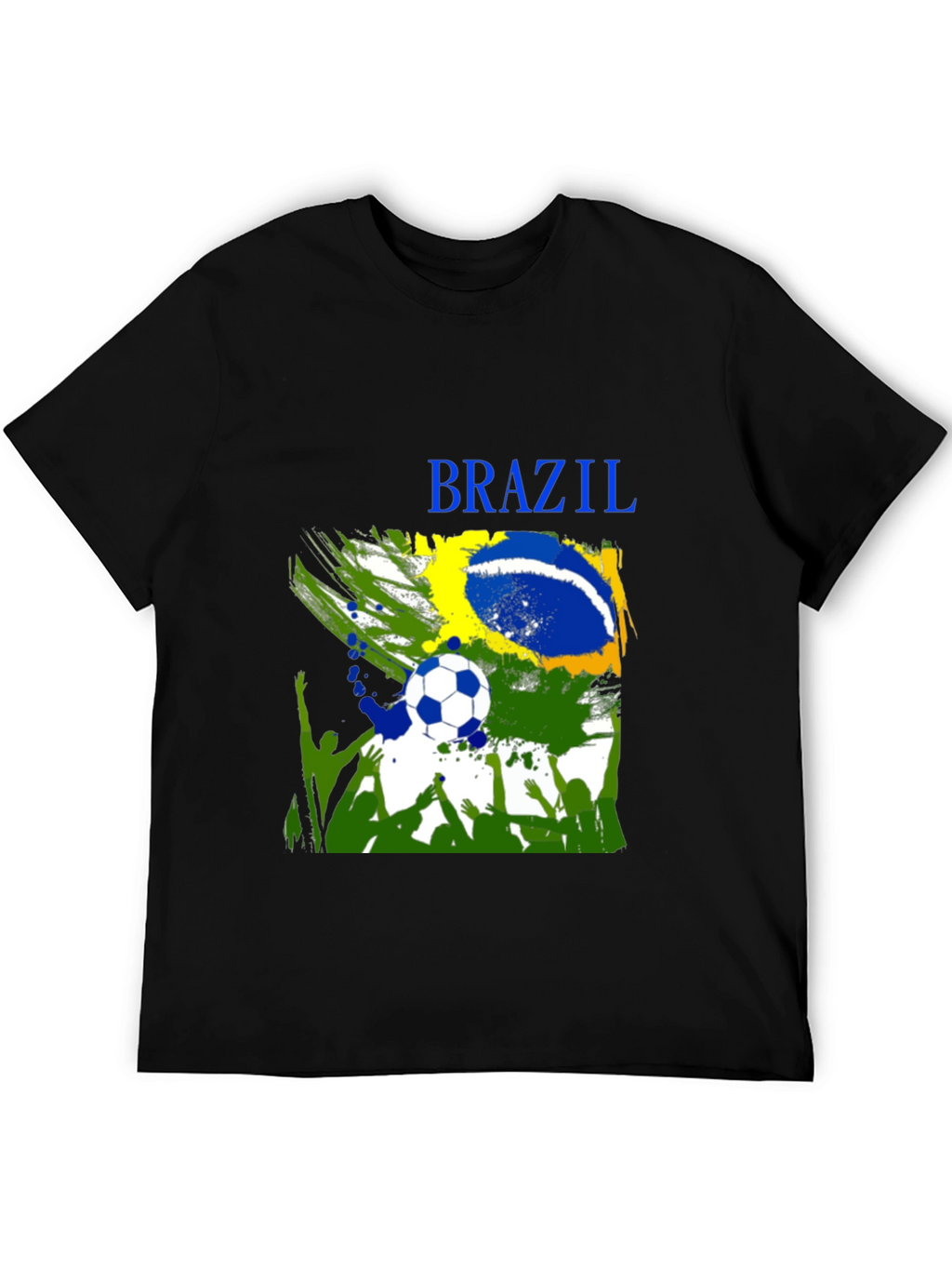 Brazil Soccer Fan T-Shirt - Black Cotton Tee