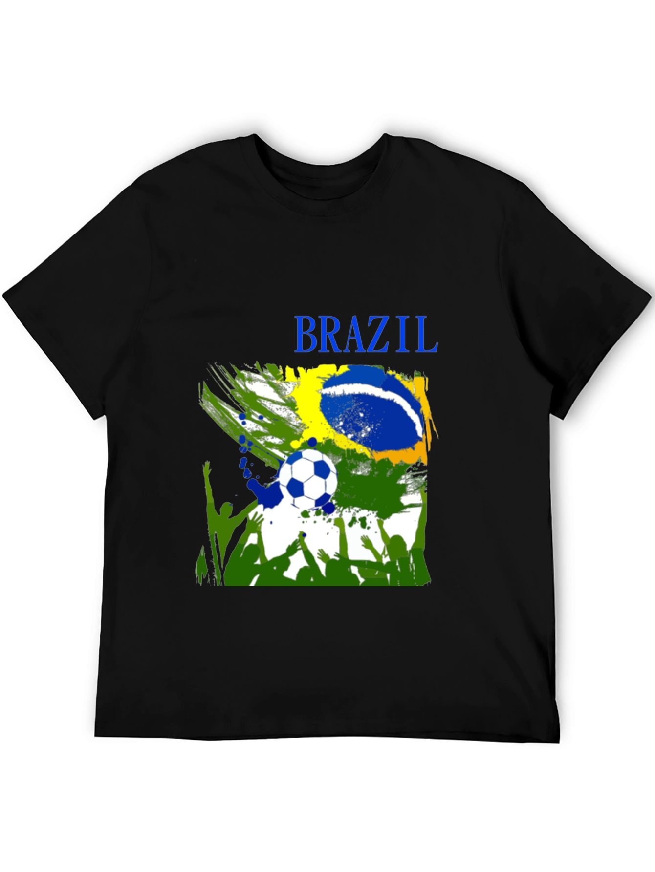 Brazil Soccer Fan T-Shirt - Black Cotton Tee