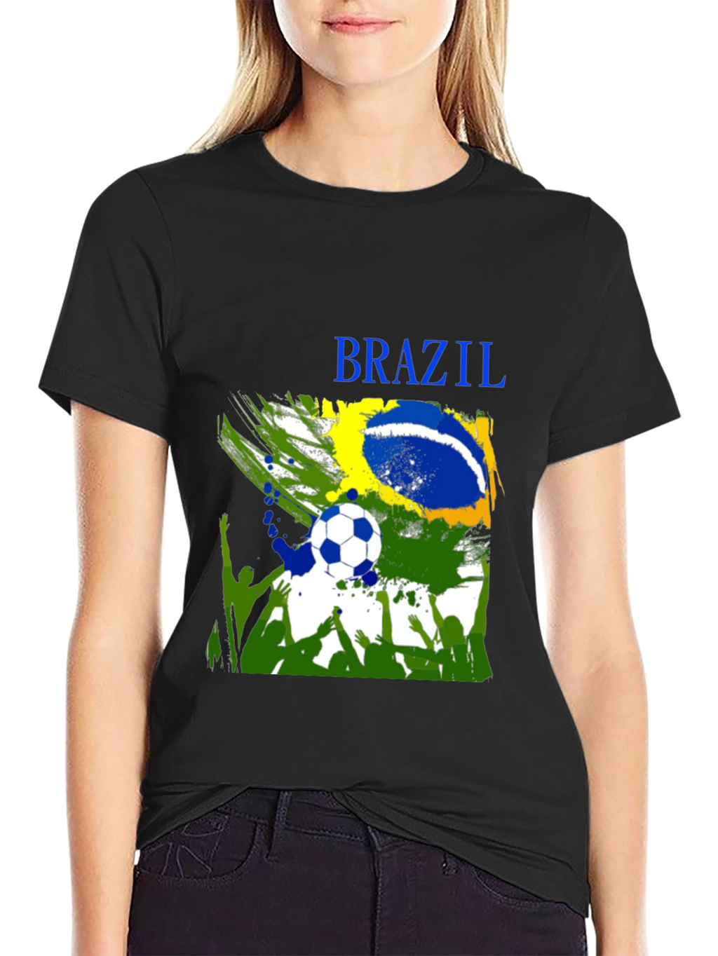 Brazil Soccer Fan T-Shirt - Black Cotton Tee