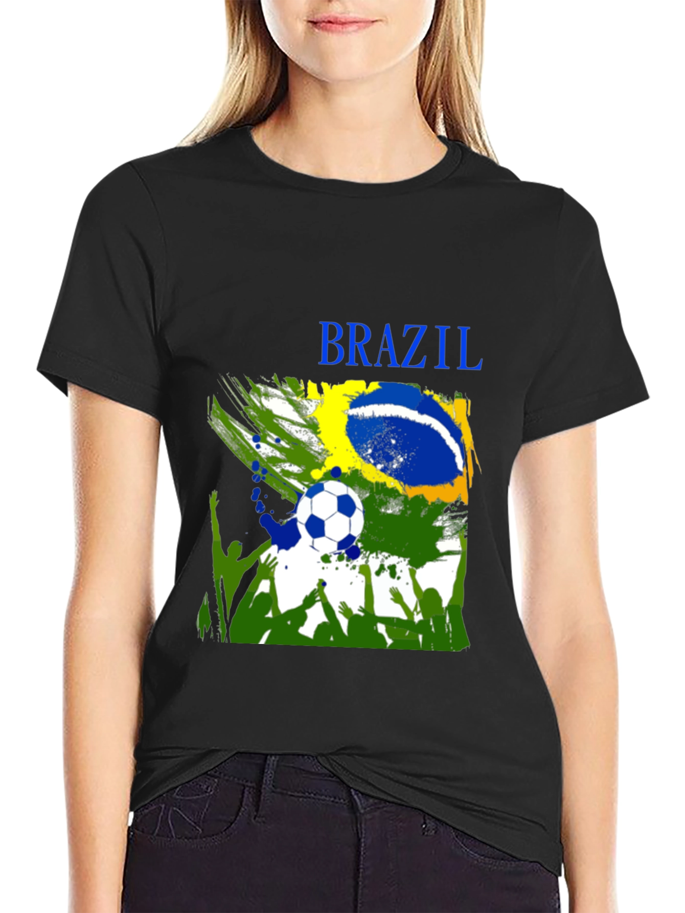 Brazil Soccer Fan T-Shirt - Black Cotton Tee