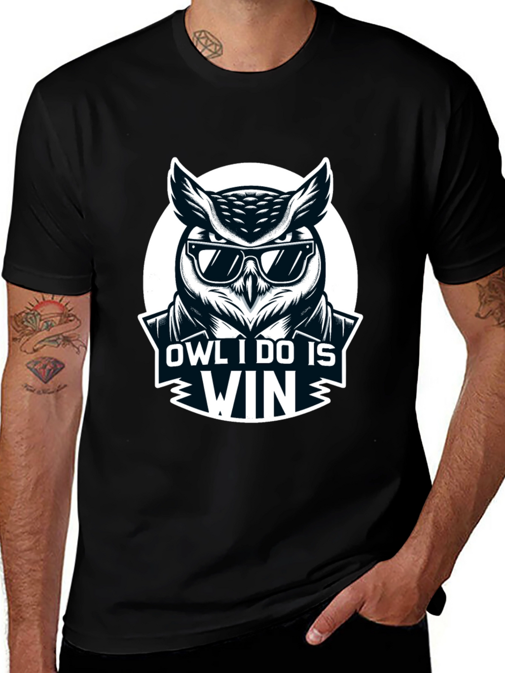 Owl I Do Is Win Black T-Shirt