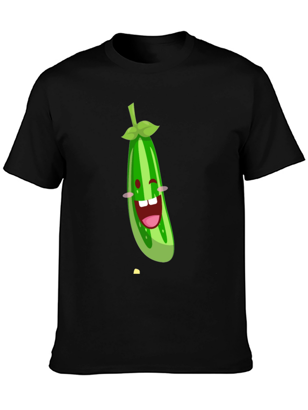 Funny Cucumber Graphic Black T-Shirt
