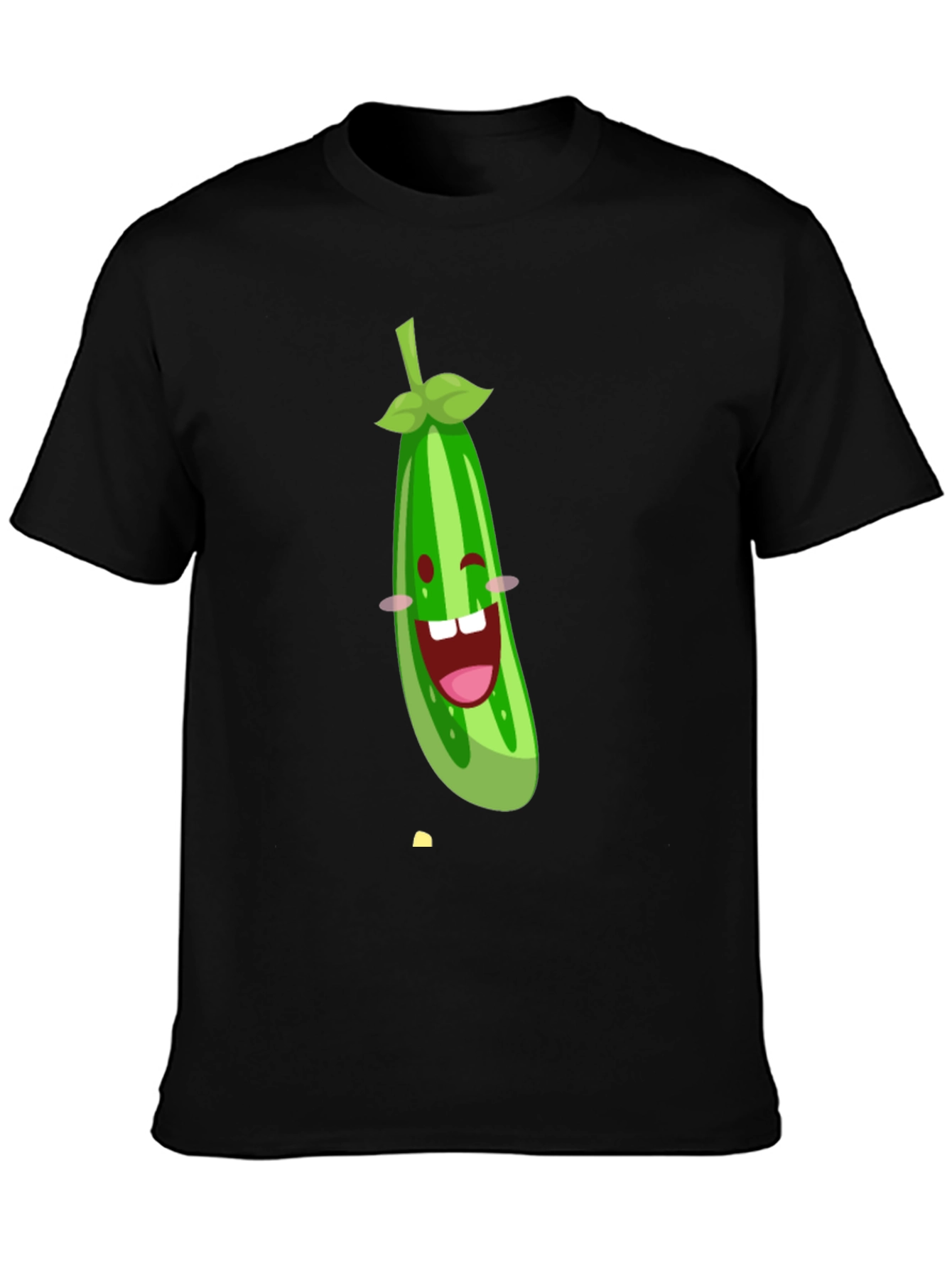 Funny Cucumber Graphic Black T-Shirt