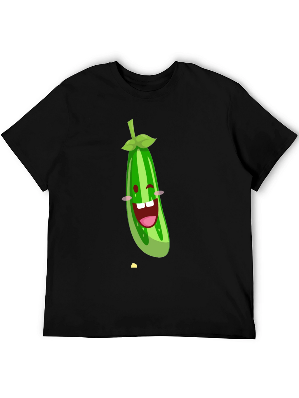 Funny Cucumber Graphic Black T-Shirt