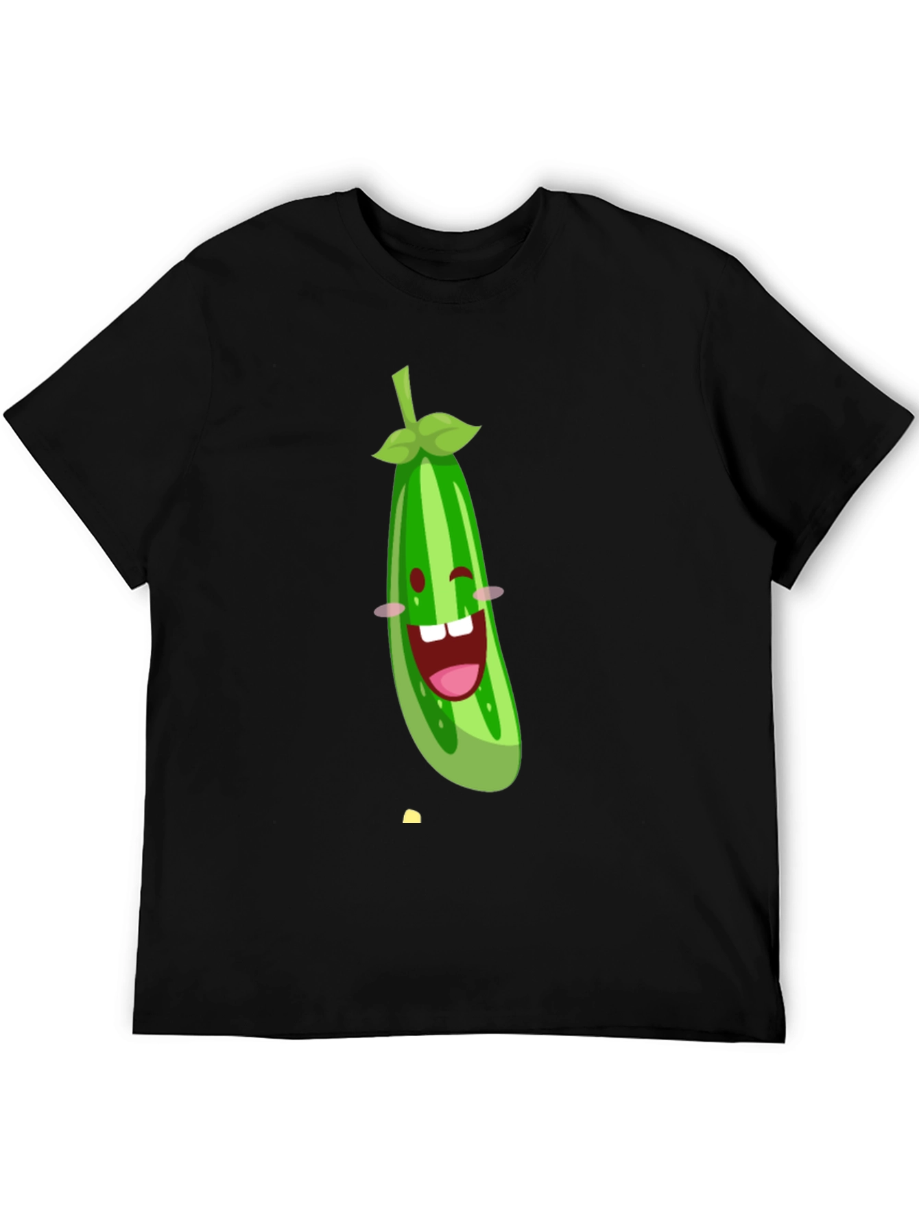 Funny Cucumber Graphic Black T-Shirt