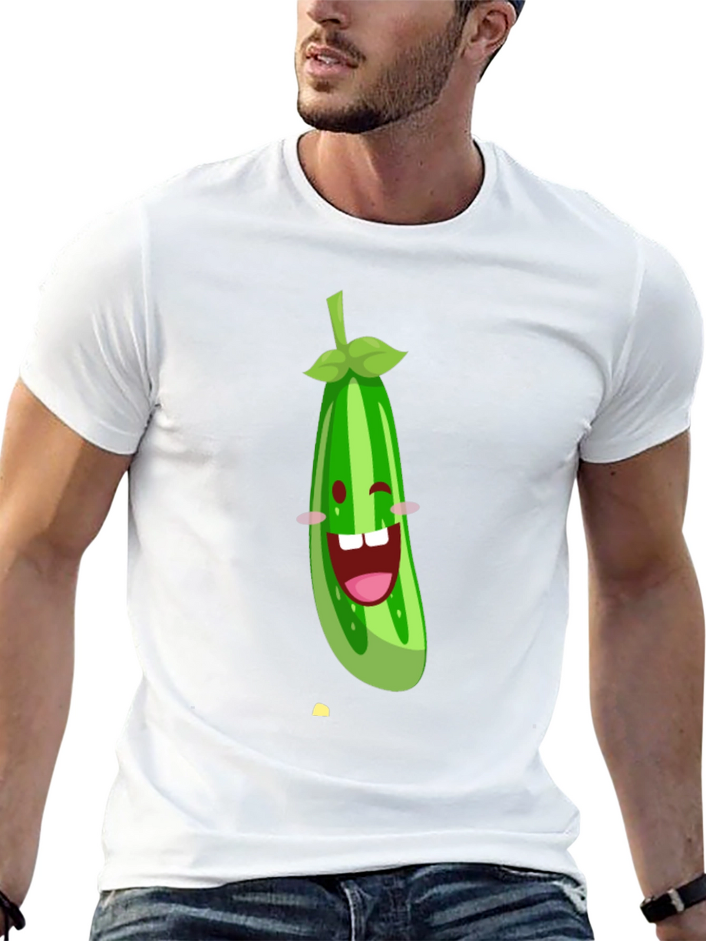 Funny Cucumber Graphic Black T-Shirt