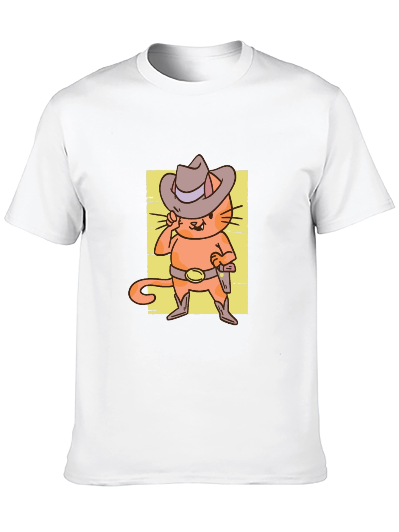 Cat Cowboy T-Shirt - Western Style Cartoon Graphic Tee