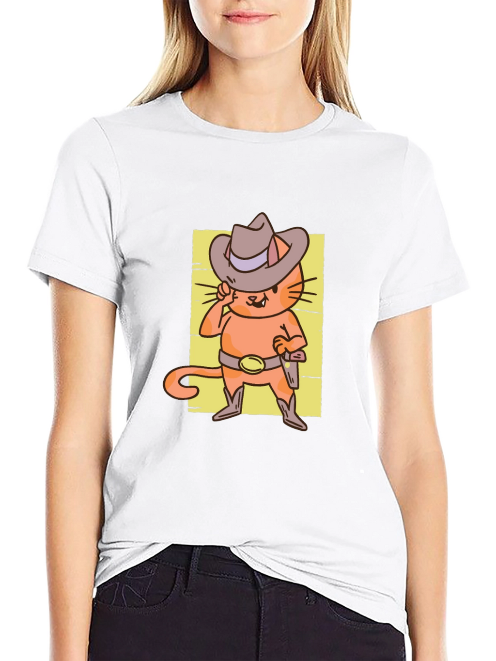 Cat Cowboy T-Shirt - Western Style Cartoon Graphic Tee