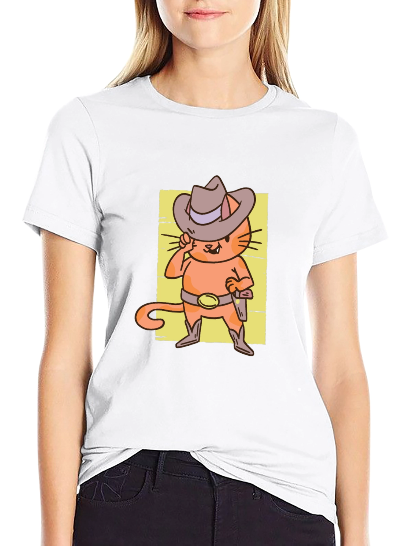 Cat Cowboy T-Shirt - Western Style Cartoon Graphic Tee