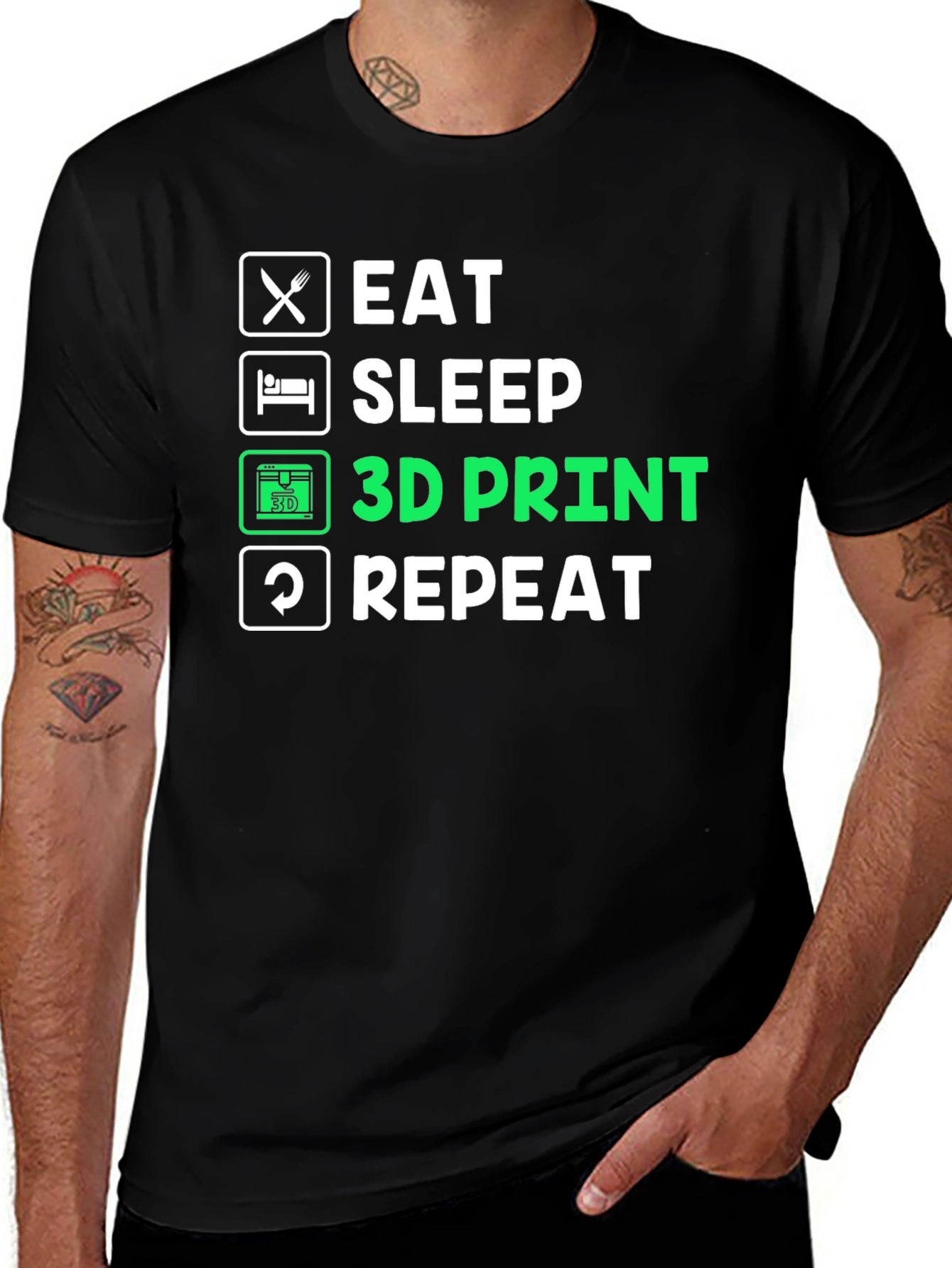 Eat Sleep 3D Print Repeat T-Shirt